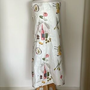 EUC Woman’s Vegetable Printed Loop Neck Waist Tie Canvas Long Style Apron